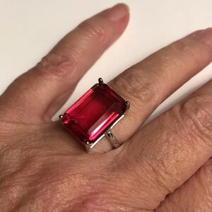 Pink Tourmaline Stamped 925 Sterling Silver Ring